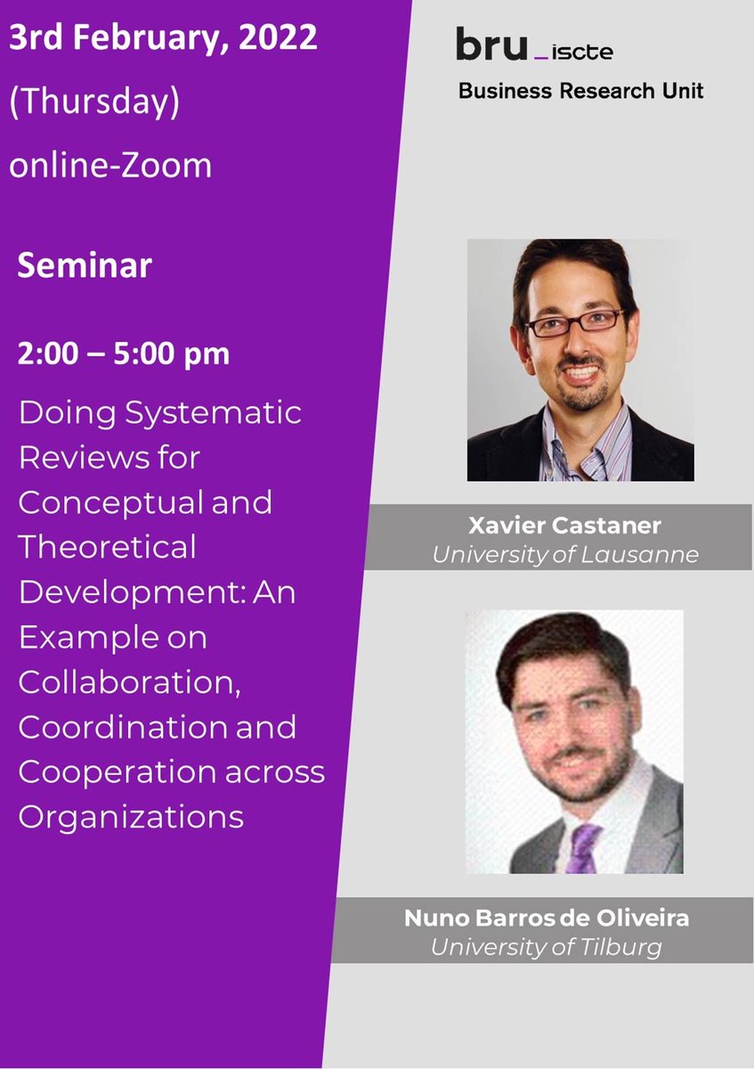 Next Feb 3 Nuno and I will be offering this online seminar on conceptual &amp; theoretical development for PhD students and faculty ⁦<a href="/ISCTEIUL/">Iscte - Instituto Universitário de Lisboa</a>⁩ business school #reviews #concepts #theory #development