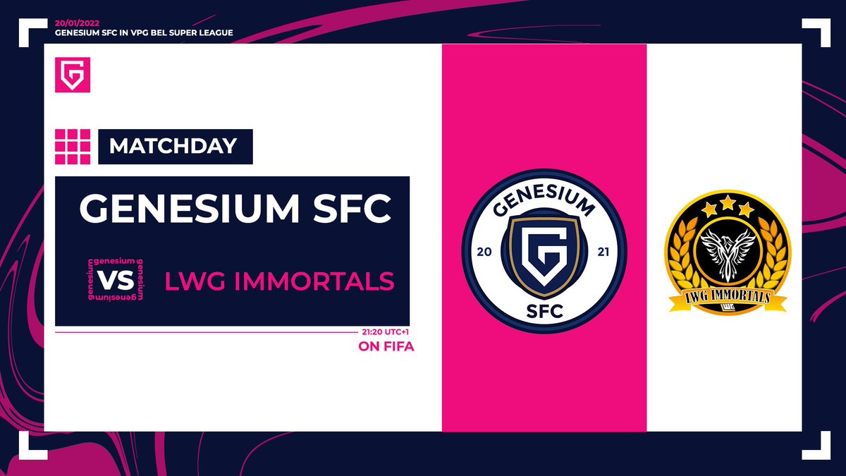 Super Ligue - VPG 🇧🇪 organisée par <a href="/belgique_vpg/">VPG BELGIQUE 🇧🇪</a> 

🗓️ Ce soir nous affrontons à 21H20 l'équipe @LWG_Immortals  de la structure @LWG_Officiel 

Rendez-vous sur la pelouse ! ⚽️

<a href="/TeamGenesium/">Genesium 🌴</a> #WhereItBegins 👾