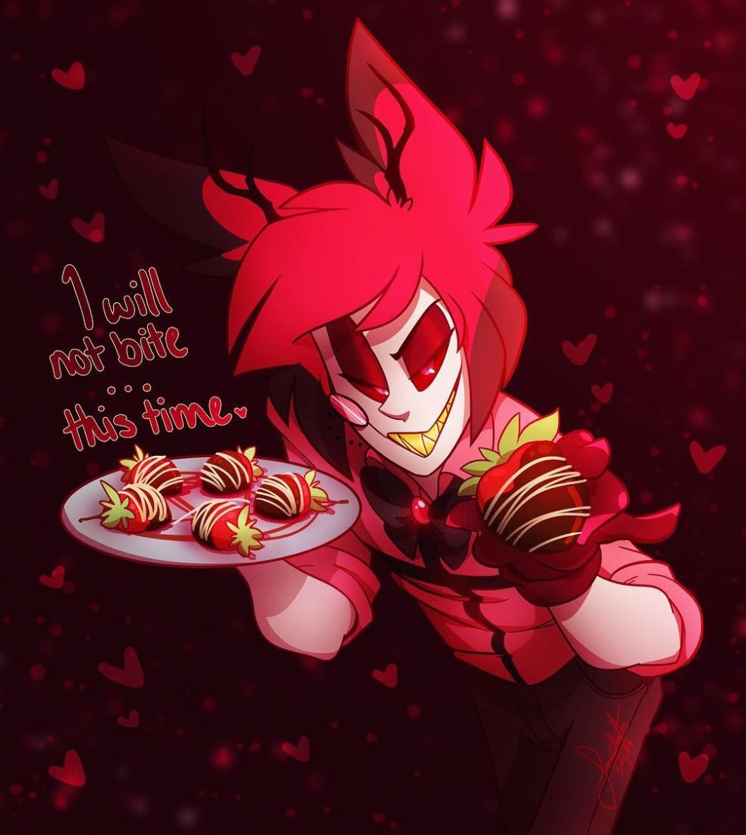 Alastor smiled to the reader, the reader being tied down to a chair for alastors entertainment. Of course that strawberry pimp went ahead and made snacks for them as well. 

"𝙽𝚘𝚠! ~ 𝚜𝚊𝚢 𝚊𝚠𝚠𝚠~~"