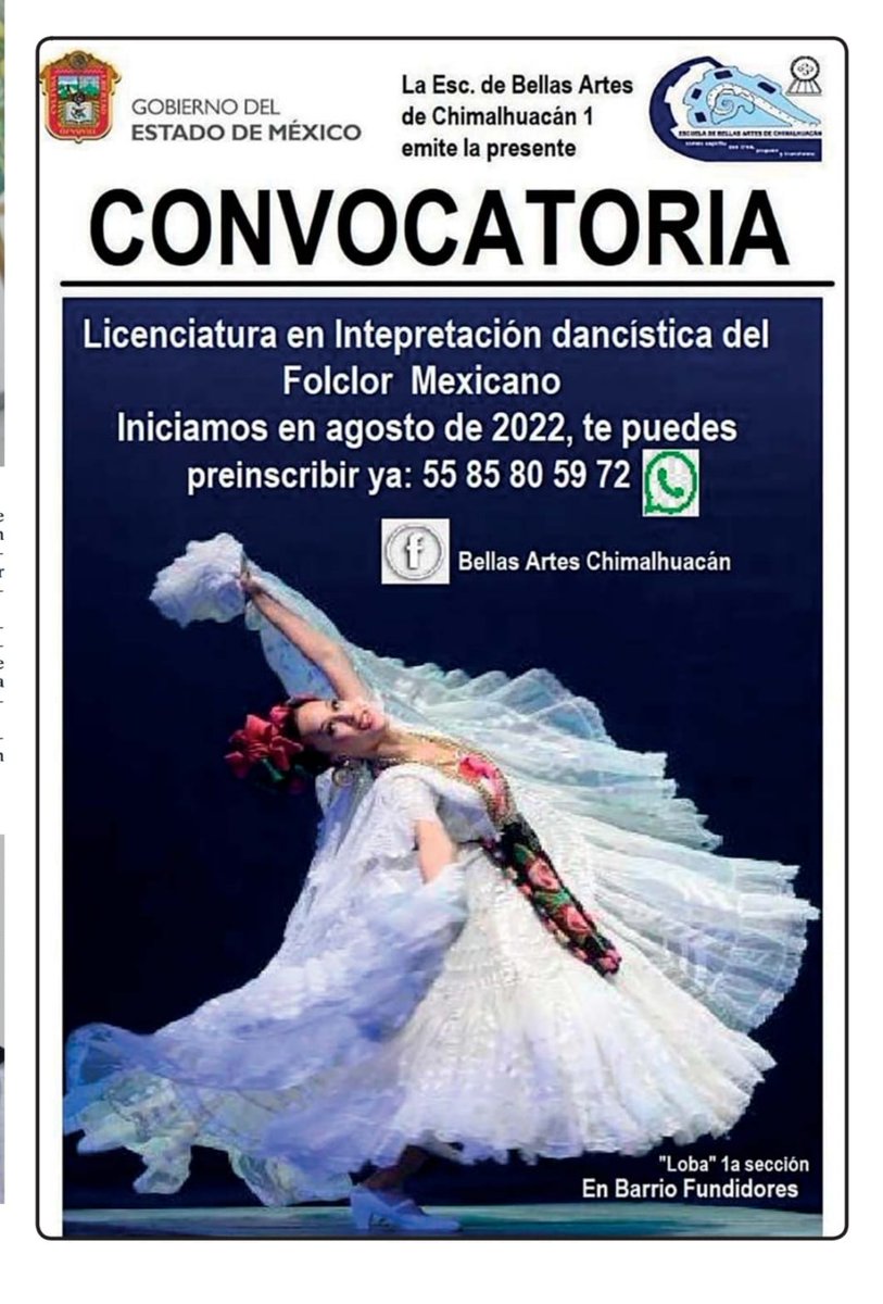 Homar692's tweet photo. La escuela de Bellas Artes de Chimalhuacán, te invita a realizar la preinscripción para cursar la lic.
#EscueladeBellasArtesChimalhuacan https://t.co/P4nnsReNK7 https://t.co/YdSNV9j1dY