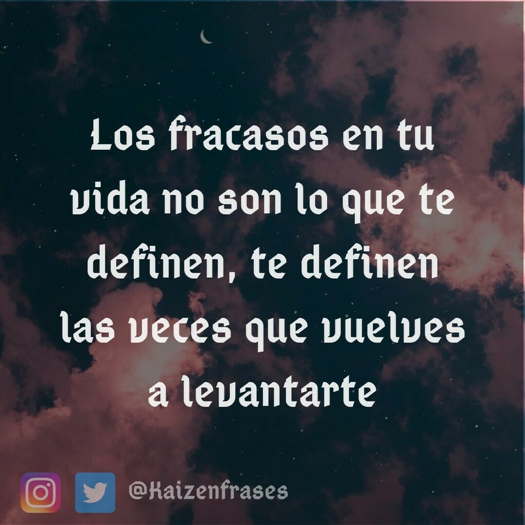 Los fracasos en tu vida no son lo que te definen, te definen las veces que vuelves a levantarte.
#motivacion #superacion #fracaso #levantarse #mentalidad #mindset #desarrollopersonal #kaizen