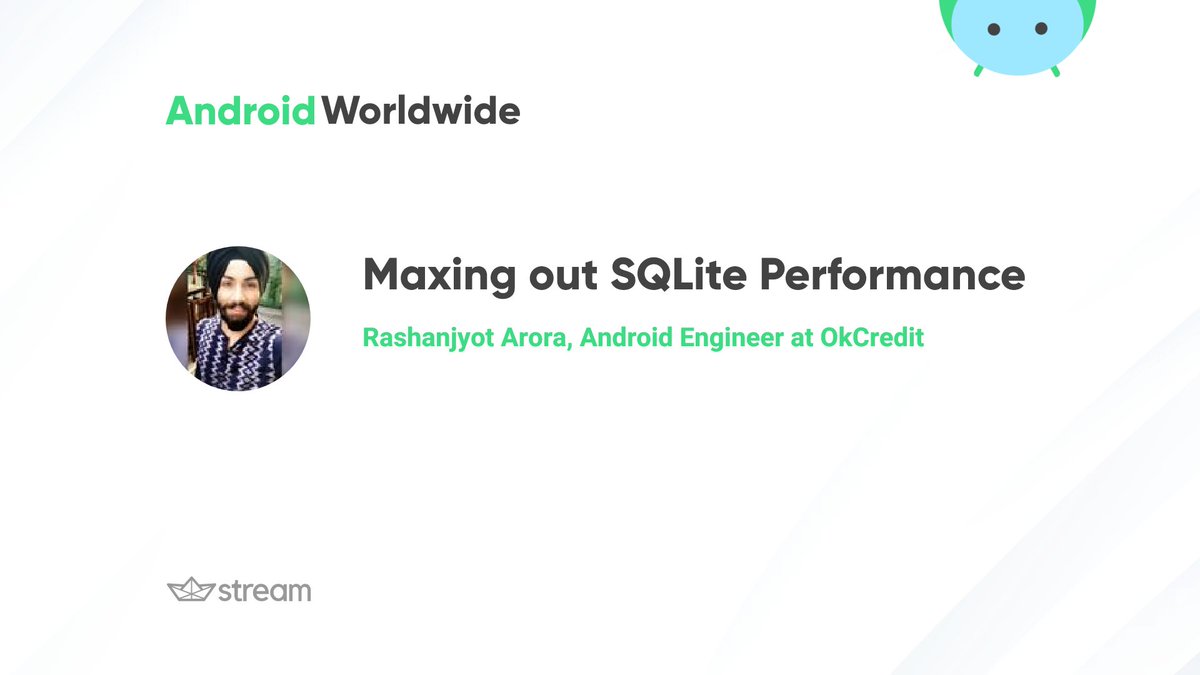 𝗪𝗲'𝗿𝗲 𝗻𝗼𝘄 𝗮 𝗼𝗻𝗲 𝘀𝘁𝗼𝗽 𝗽𝗲𝗿𝗳𝗼𝗿𝗺𝗮𝗻𝗰𝗲 𝘀𝗵𝗼𝗽 🔧

We've had multiple talks on perf at Android Worldwide in the past, and at our next event on the 25th, <a href="/rashanjyot/">Rashanjyot Singh Arora</a> puts SQLite performance improvements in the spotlight

Register 👉ow.ly/RnV850Hza4k