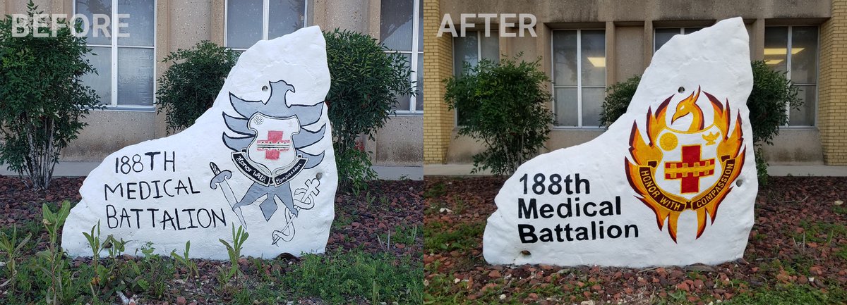 kellactactical's tweet photo. We've just completed an interesting project out at Fort Sam's 188th Medical Battalion! Rock painting isn't our every day, but it's nice to "spread our wings" a bit with this new phoenix design 🦅🎨

Thank you for everything you do!
#ExcellenceStartsHere #FortSamHouston https://t.co/gh3XwNF4fi