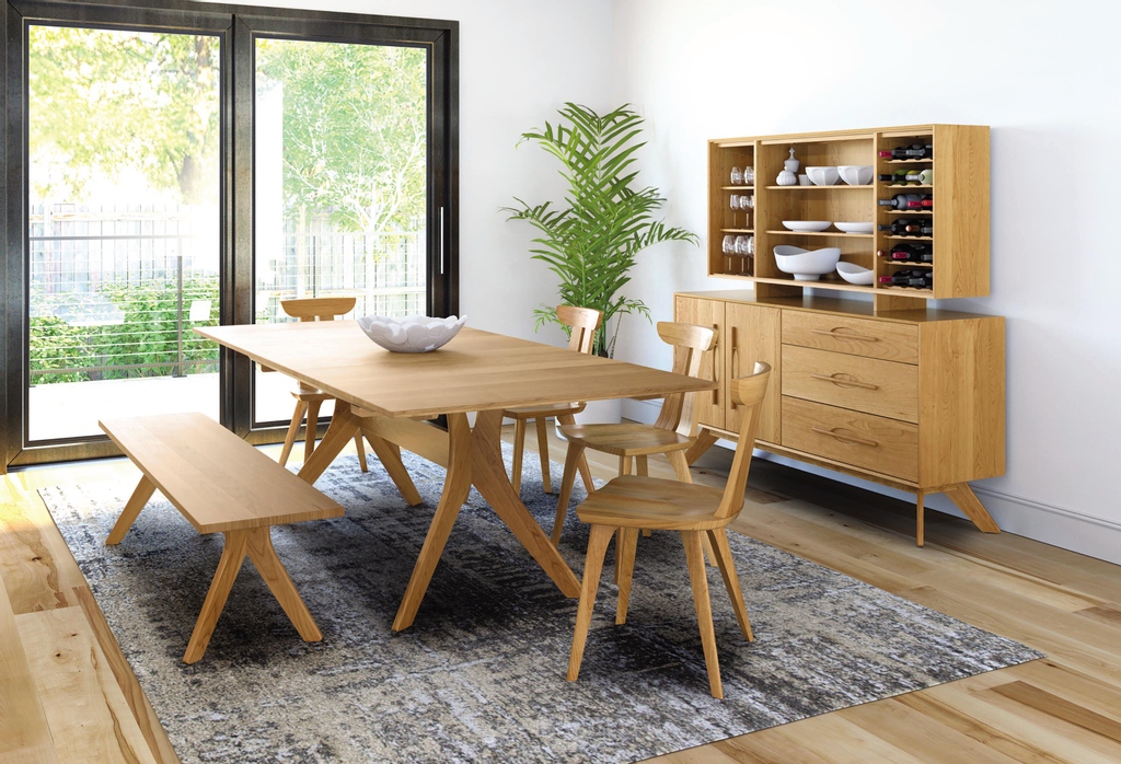 The Audrey Dining Collection by @copelandfurniture is highly-configurable with an assortment of chairs, benches, and hutches available.