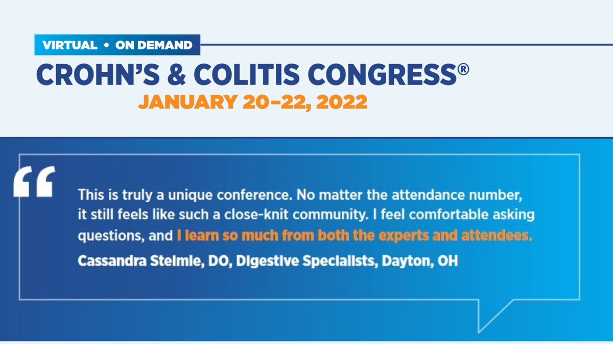 The 2022 Crohn’s &amp; Colitis Congress® has officially begun! Follow along as the #IBD community shares live updates using the hashtag #CCCongress22.

We're excited about the packed agenda! Check it out: ow.ly/Lnxa50Hz2rP

<a href="/CrohnsColitisFn/">Crohn's & Colitis Foundation</a> <a href="/IBDMD/">David T. Rubin, MD</a> <a href="/bruce_sands1/">Bruce E. Sands</a> <a href="/ibddoctor/">Peter Higgins</a>