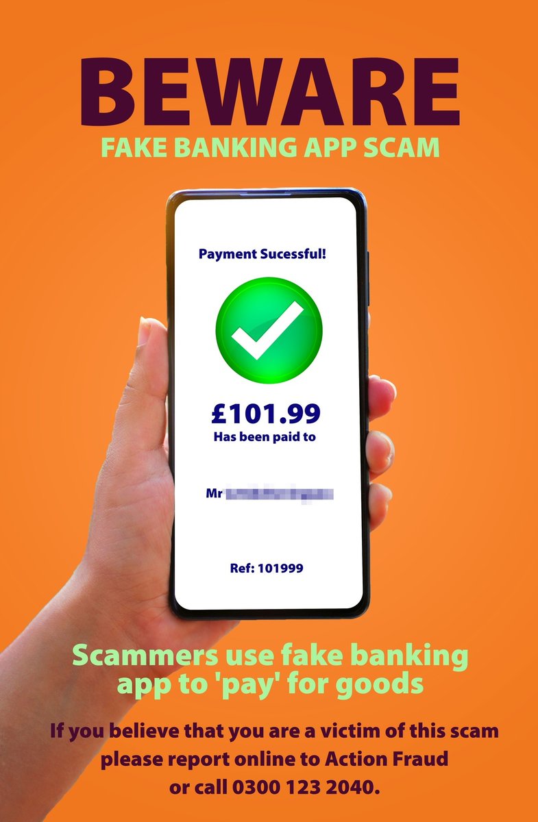 GrangeEPPol's tweet photo. As part of Community Policing week, we are urging residents to be vigilant against online fraud and when using online market places.

Those shopping on the internet should be aware of a scam involving a fake bank transfer app.

#WeCare 
#HereForAll 
#CommunityPolicing https://t.co/NWtoBmsxHO
