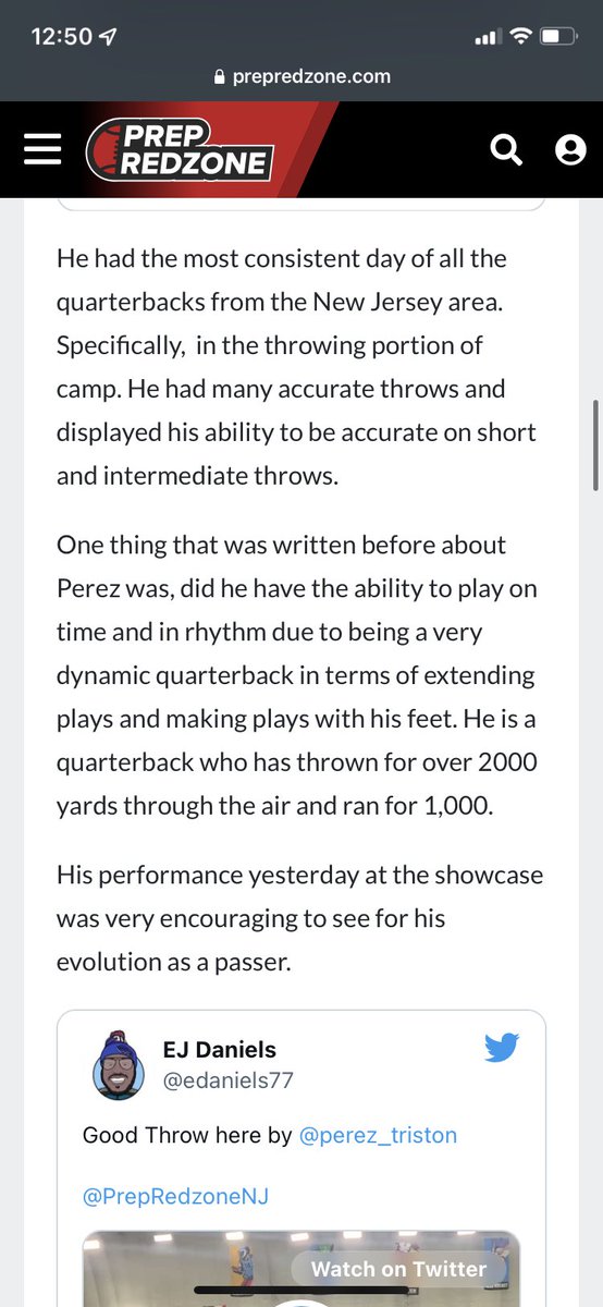 Thank you for the great article <a href="/edaniels77/">EJ Daniels</a>. Had a great camp experience and gained a lot of knowledge by the coaches there. Gonna keep working and improving. <a href="/coach_jeffscott/">Coach Jeff Scott</a> <a href="/CoachTTrickett/">Travis Trickett</a> <a href="/CoachFick/">Luke Fickell</a> <a href="/PrepRedzone/">Prep Redzone 🏈</a> <a href="/CoachGusMalzahn/">Coach Gus Malzahn</a> <a href="/CoachTaggart/">Willie Taggart</a> <a href="/GinoGuidugli/">Coach Gino Guidugli</a> @MorrSussSports