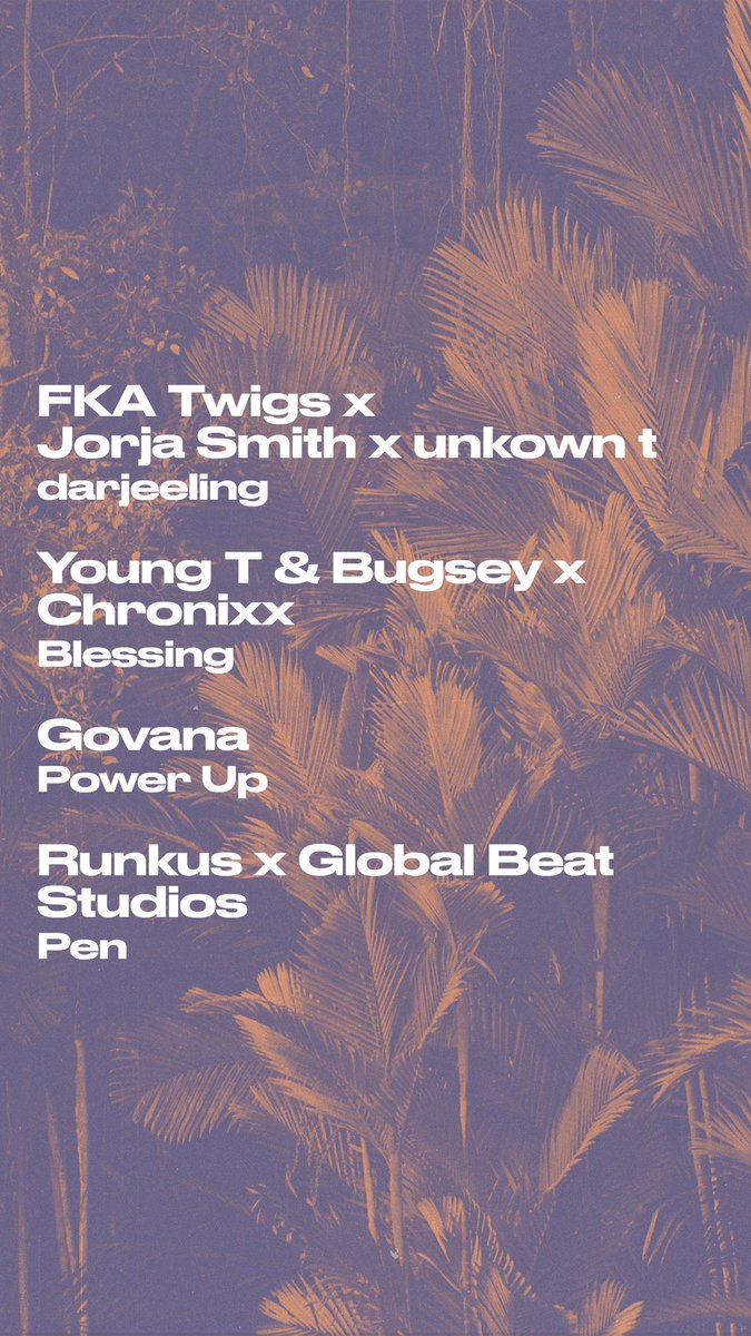 BaddestPlaylist's tweet photo. ✨Playlist update✨ We got 14 big-tunes tunes for you ⚡️The Cover this week makes @FKAtwigs check out her song „darjeeling“ with @JorjaSmith and @unknwnt9  ☄️ Have a great day. Link in Bio!
#baddest #baddestplaylist #reggae #dancehall #afrobeat #hiphop #ukrap  #spotify #playlist https://t.co/His1vYMeLF