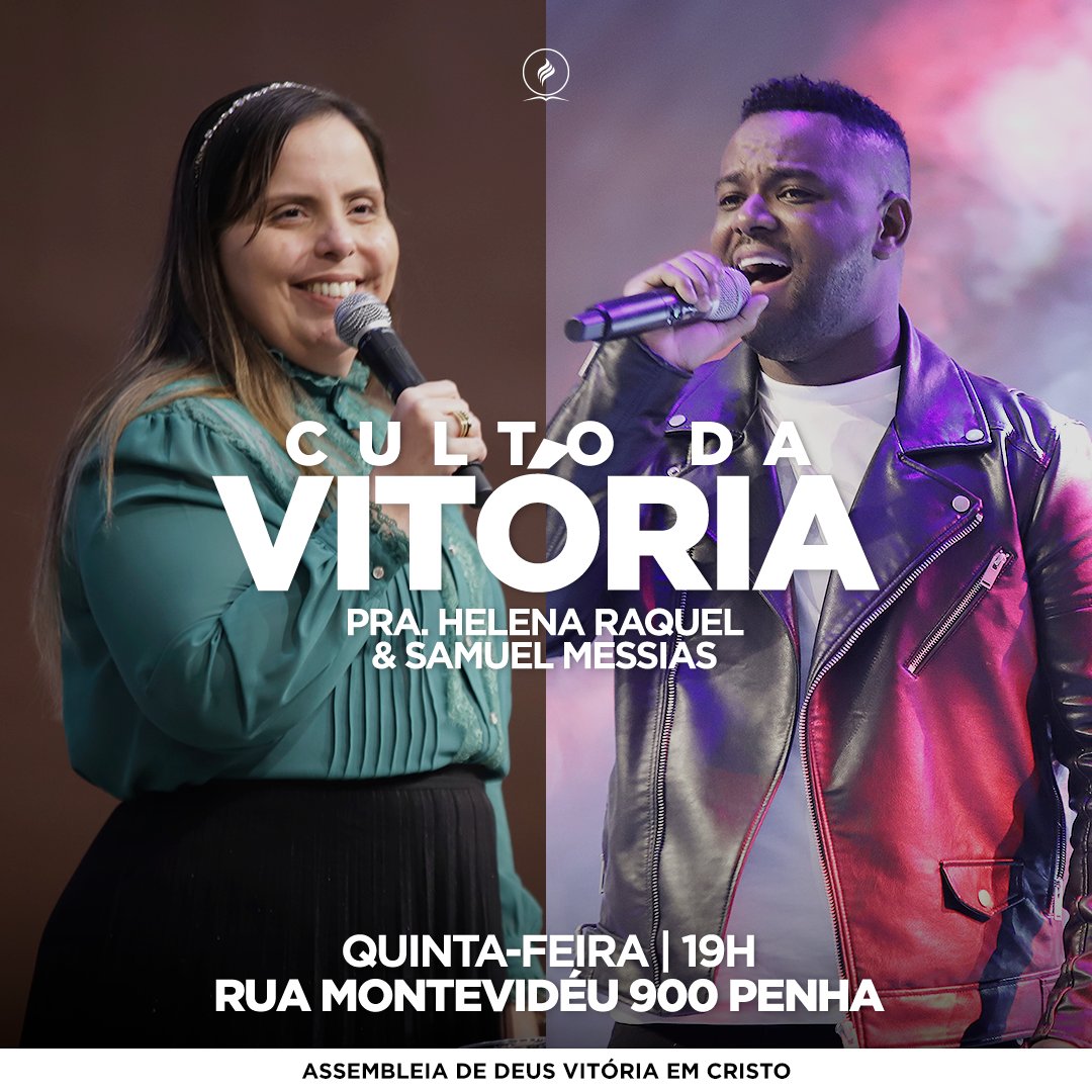 HOJE TEM CULTO DA VITÓRIA! 🙌🏻

Venha com a sua família participar às 19h. A pastora Helena Raquel estará trazendo uma palavra que vai vir ao encontro com o seu coração, e o cantor Samuel Messias estará no louvor.

#AnodeRomper 
#SomosUm