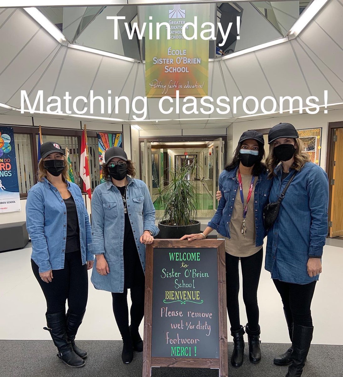 EcoleOBR's tweet photo. Trying to make the best of the cold and craziness of these days! Sister O twinning fun ❤️❤️ @GSCSNews https://t.co/Z7aP4tXotI