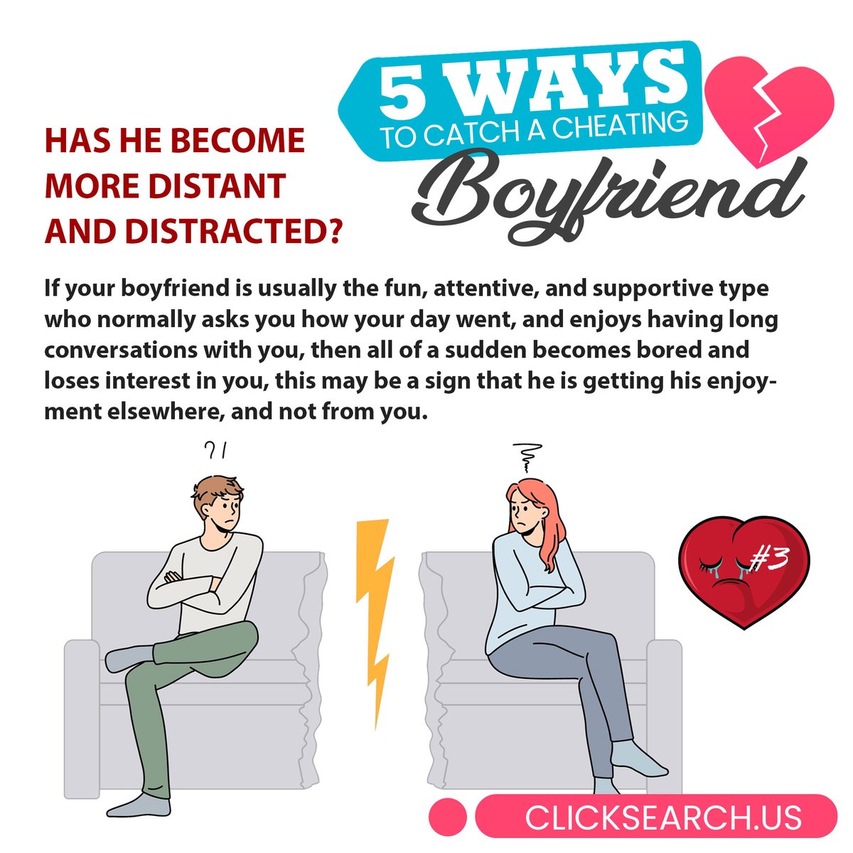 ClickSearches's tweet photo. Don't put up with your boyfriend's lies anymore! Use ClickSearch to find out who he's #cheating on you with today!

#Cheater #cheatinghusband #cheatingwomen #catchacheater https://t.co/fiemCJboip