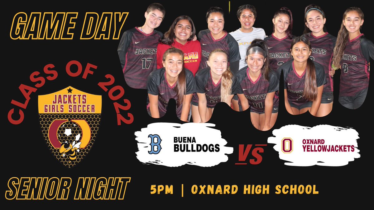OxnardAthletics's tweet photo. 🚨Game Day🚨
🗣Senior Night
⚽️Oxnard Girls Soccer
@jacketsGsoccer

Oxnard🆚Buena

🎉 Honoring our seniors at 4:45PM
⏰Game Time 5PM
📍Oxnard High School

@RichardUrias @drtommccoy @vcspreps @ohs_jackets  @OxnardUnion @OxnardHSASB @latsondheimer @pollonpreps @Tarek_Fattal https://t.co/i8Vqt1veqB