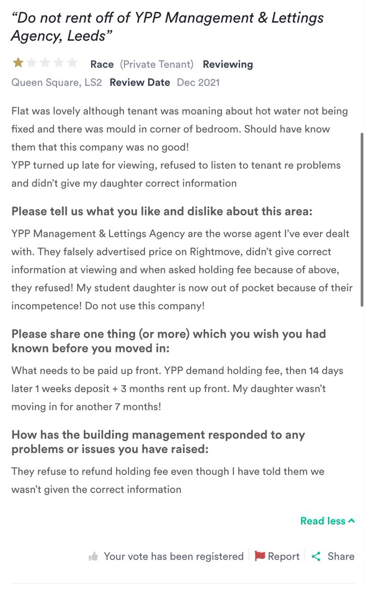 Race “YPP demand holding fee, 1 weeks deposit + 3 months rent up front. YPP are the worse agents”

YPP Lettings YPP_Lettings not affiliated with or connected to any similarly-named individuals or brands Blenheim Water Apollo Hyde Ribbon Blackfriars Clarendon