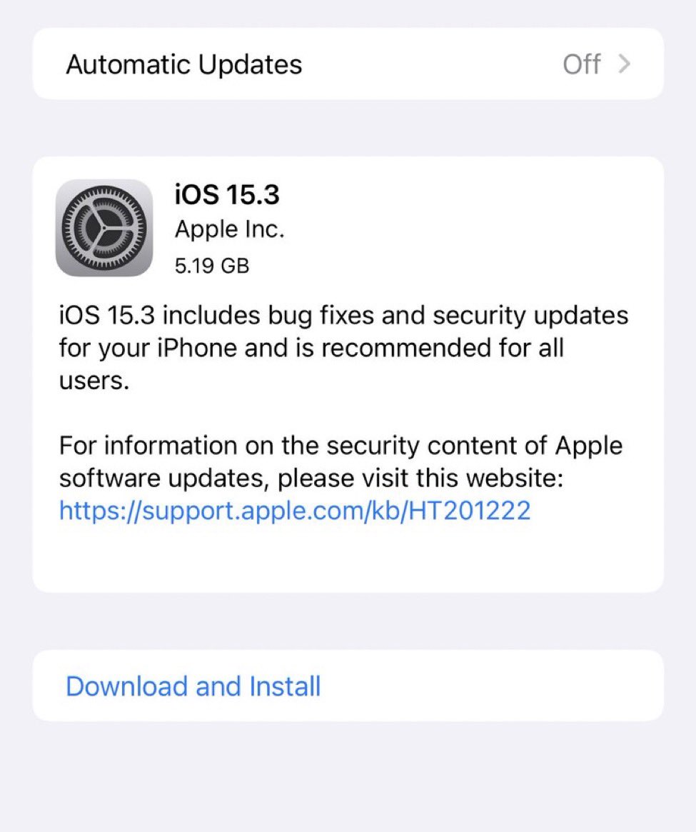 Lakshaychopraa's tweet image. iOS 15.3 RC is out ! #ios15 #ios15rc #apple #appleindia #softwareupdate