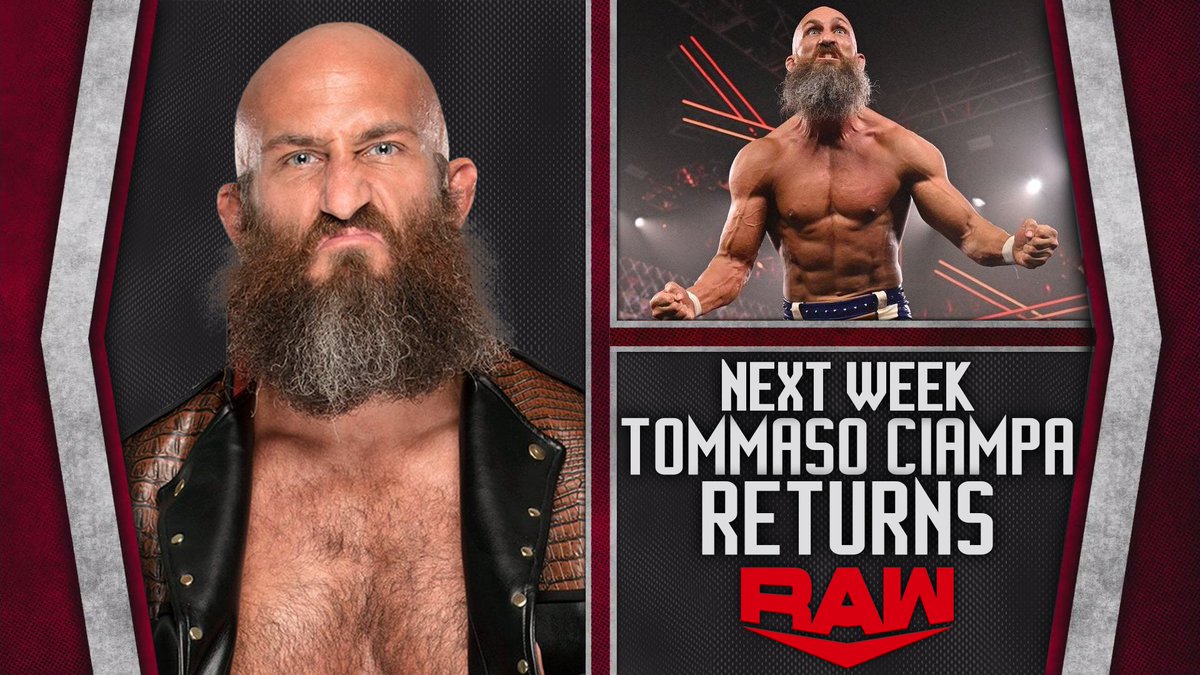 FrewniverseRAW's tweet photo. Next Week on #WWERaw!

Tommaso Ciampa RETURNS to RAW for the first time since last season. What will he have to say about the current state of RAW? #Frewniverse #WWE #WWE2K22 https://t.co/5M7cS8J3MA