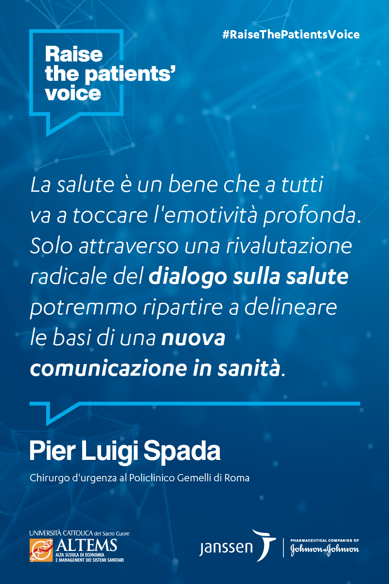 JnJ_Italy's tweet photo. Oggi più che mai abbiamo bisogno di una nuova comunicazione in #sanità, competente, trasparente, efficace.

Leggi la testimonianza di Pier Luigi Spada, uno dei protagonisti della prima edizione di #RaiseThePatientsVoice su @Adnkronos 👇🏼

https://t.co/k9ixnGJ49o https://t.co/cFPcieYFdY