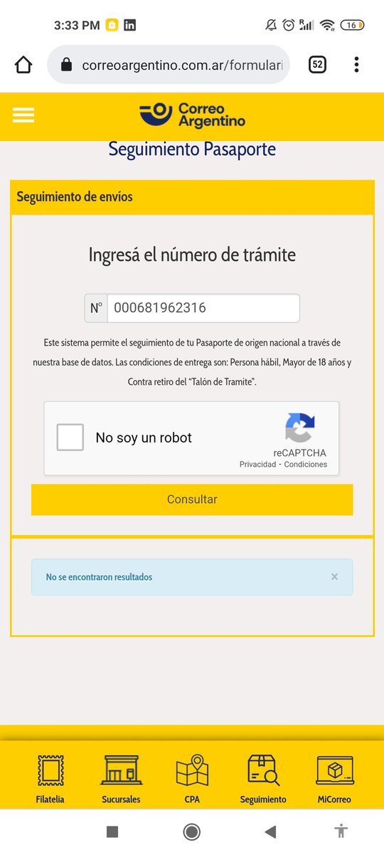 HilGalvez's tweet photo. @renaper_ar @CorreoOficialSA AYUDA! voy a perder un trabajo por no tener mi pasaporte para visado. El mismo figura en el correo en la.pagina del renaper y en correo argentino figura q no existe!!! A quien le creo .. necesito mi pasaporte urgente! https://t.co/Lm3FzkYSpy