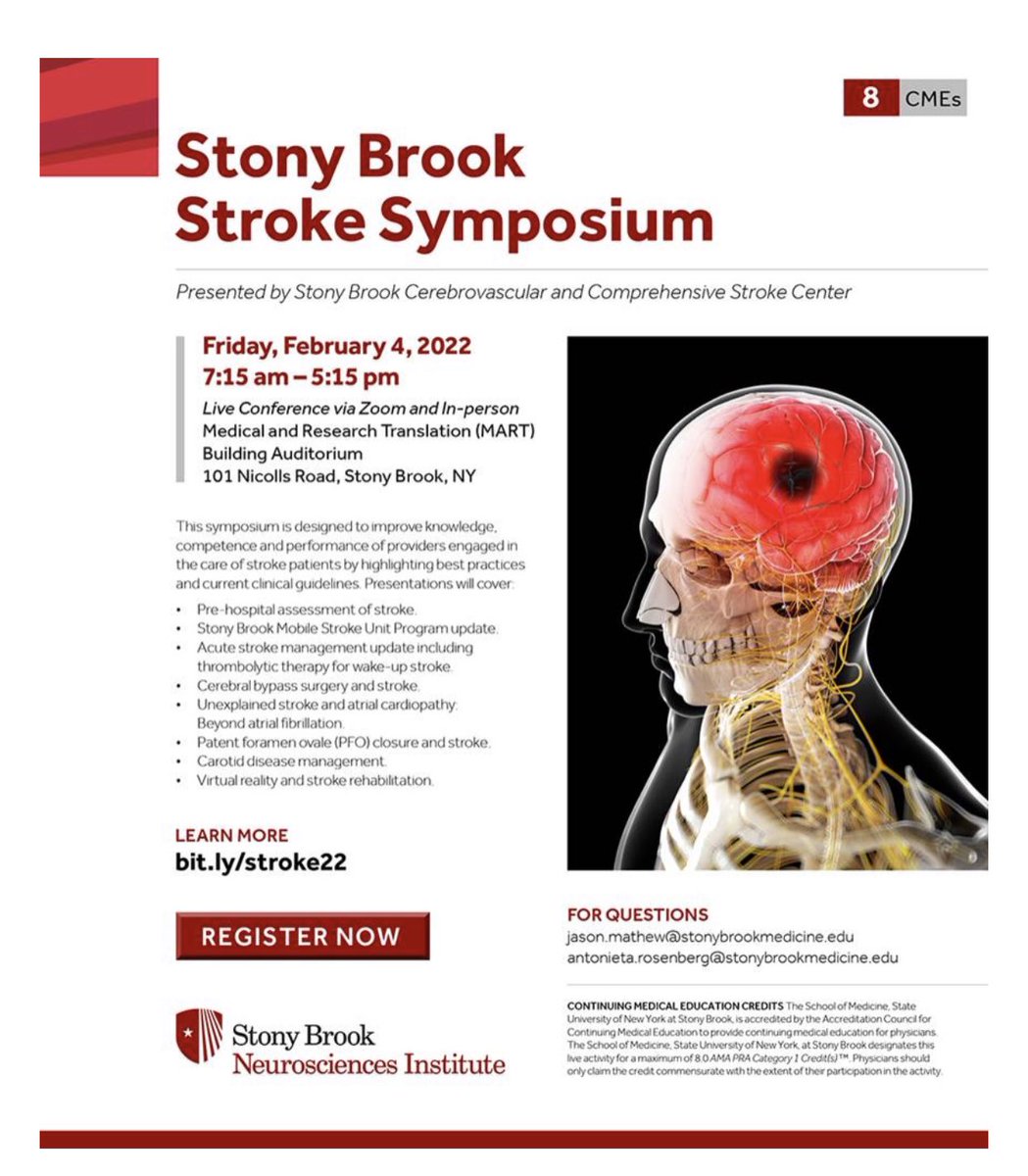 Stony Brook Stroke Symposium, on Feb 4, 2022. Come join us! 🧠 <a href="/StonyStroke/">Stony Brook Stroke</a>