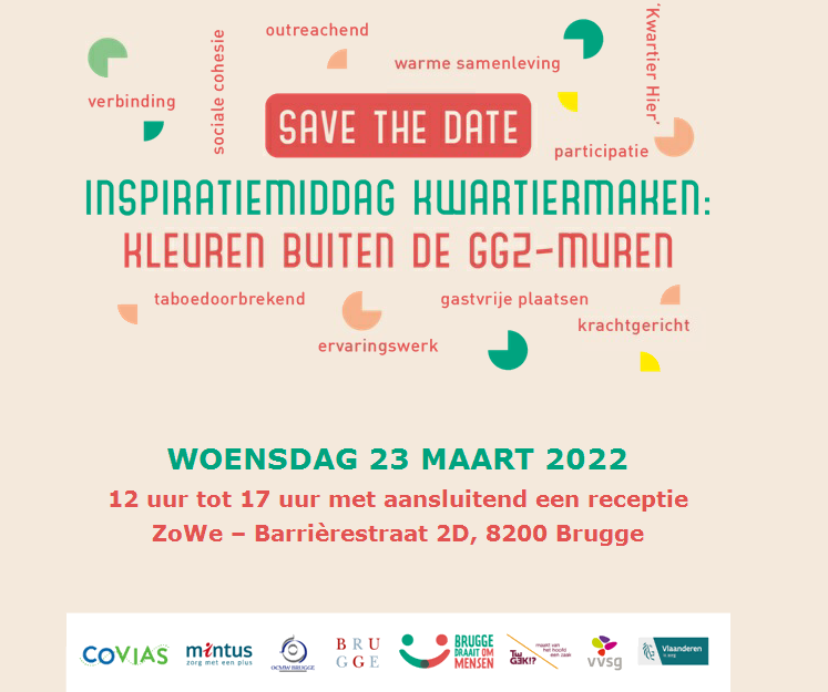 Inspiratiemiddag #Kwartiermaken : kleuren buiten de GGZ-muren ...
Benieuwd of enthousiast?! Reserveer dan alvast woensdag 23 maart, van 12u tot 17u 😉