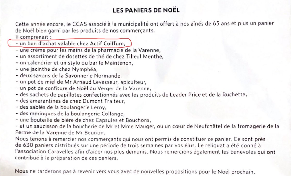 Soit c’est de l’incompétence, soit c’est de l’entresoi !!!
Les coiffeurs apprécieront surtout les adhérents….
4 salons de coiffure, un seul coiffeur qui bénéficie des bons d’achats
Si je résume, 8,50€ *600 paniers, ça fait 5100€
Bravo les Karine’s