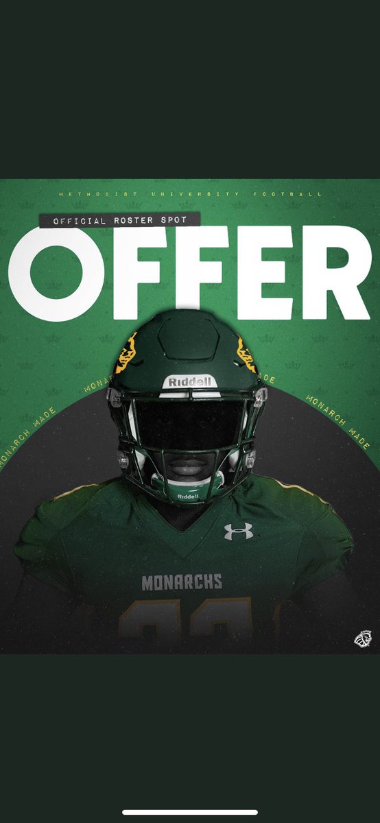 DavinBrogdon's tweet photo. Blessed to receive my 3rd offer from Methodist University💛💚 @CoachMagouirk @Methodist_FB @Dillon_Football @CoachRoller5 https://t.co/fGdp24Fskd