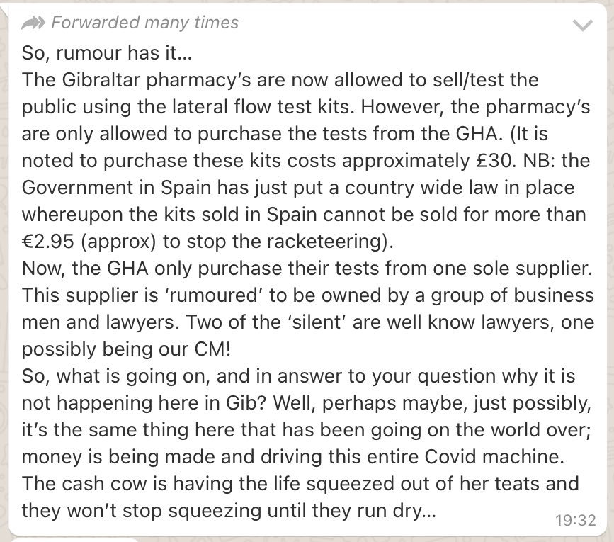 I’ve just been sent a circulating WhatsApp message that contains a completely untrue allegation about me. It is completely false nonsense. I post it so you see the LIES circulating. This LIE is designed to make people lose confidence. We continue provide thousands of free tests.