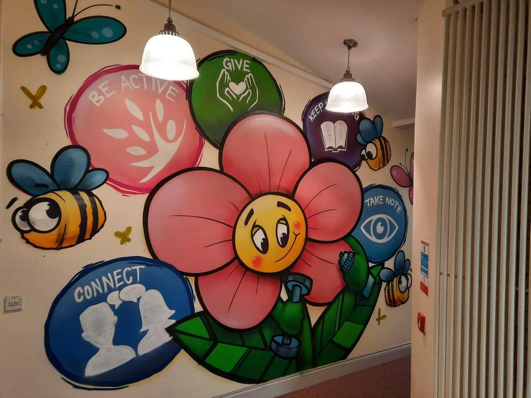 PeninsulaHLP's tweet photo. It's Finished 🎉💥😍

Our new hallway mural representing Take 5 is finished and all I can say is wow! Does it brighten the place up or what? Please call in and see it anytime. 👀

A massive thank you to Glenn from Blaze FX for his amazing vision and talent.

#Take5 https://t.co/C41zNHehbc