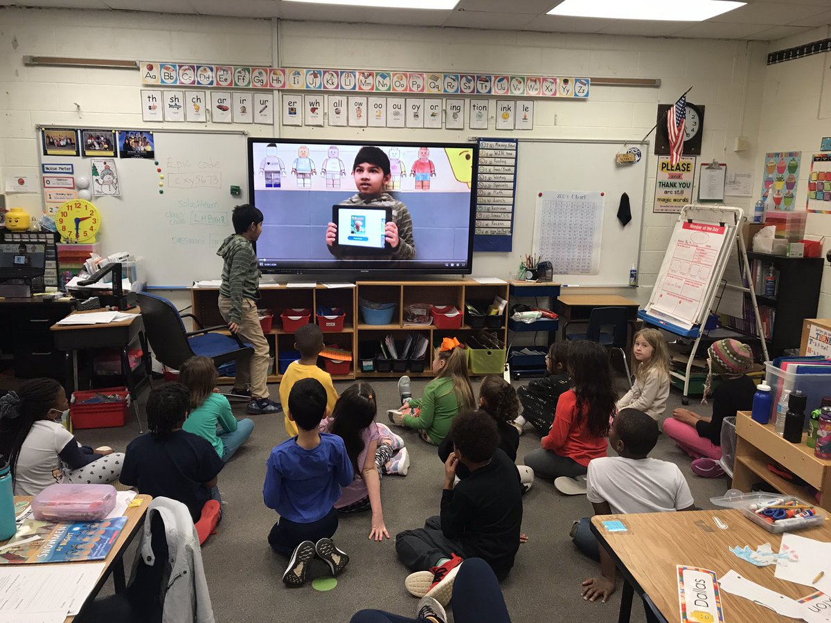 SonyaBullock14's tweet photo. It is so exciting to see your work on the big screen! 🤩 Thanks @Flipgrid for providing an easy way for students to record their own 📕 commercials 🎥 and share some of their favorite authors 🤓 @CobbInTech @Teach_Serve @bellsferryelem @COBB_ELA https://t.co/EGIsYvNIf8