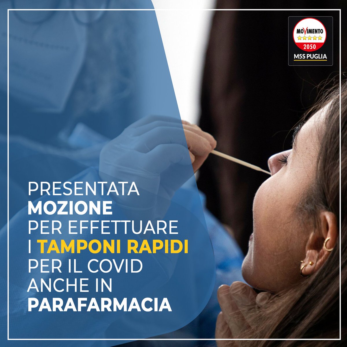 Il #M5S presenta mozione per consentire anche alle #parafarmacie di effettuare i #tamponi rapidi per il #Covid Leggi >> facebook.com/M5SPuglia/phot…