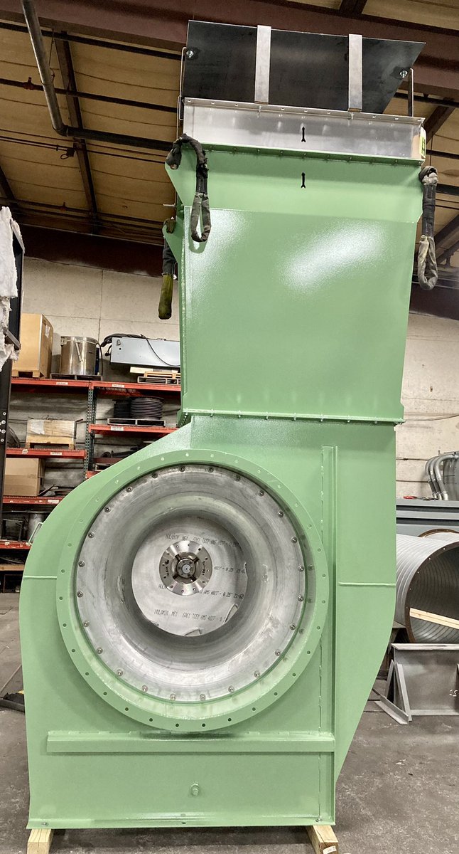 A set of custom engineered and manufactured fans built for power generation in -45 F temperatures, with limited space requirements, coated with palm green paint from Africa. #powergeneration #powerindustry #engineering #industrialfans #manufacturing #whyibi #ibilife #madeintheusa