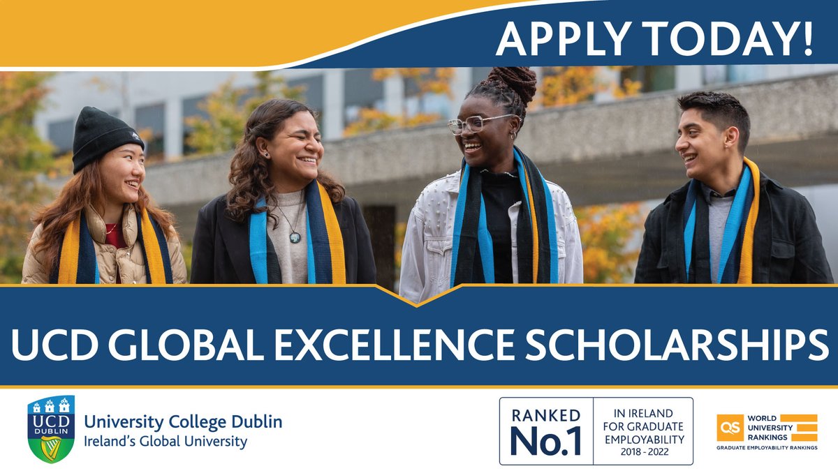 Our undergraduate deadline for the Global Excellence Scholarship is February 1! To be eligible to apply students must have an offer or conditional offer to an eligible program. Further information can be found here: ucd.ie/global/t4media…