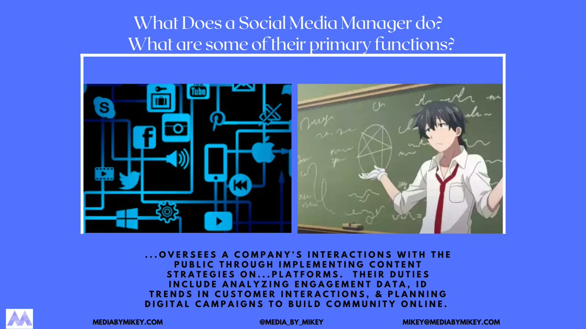mikeywrites218's tweet image. Some out there are unsure of what a social media manager actually DOES?  Or what their primary functions are in regards to what they can do for your small business?  Maybe this will shed a little light ... 😎 😎 😎 
#mediabymikey #socialmediamanager #jobfunctions #whatido #roles