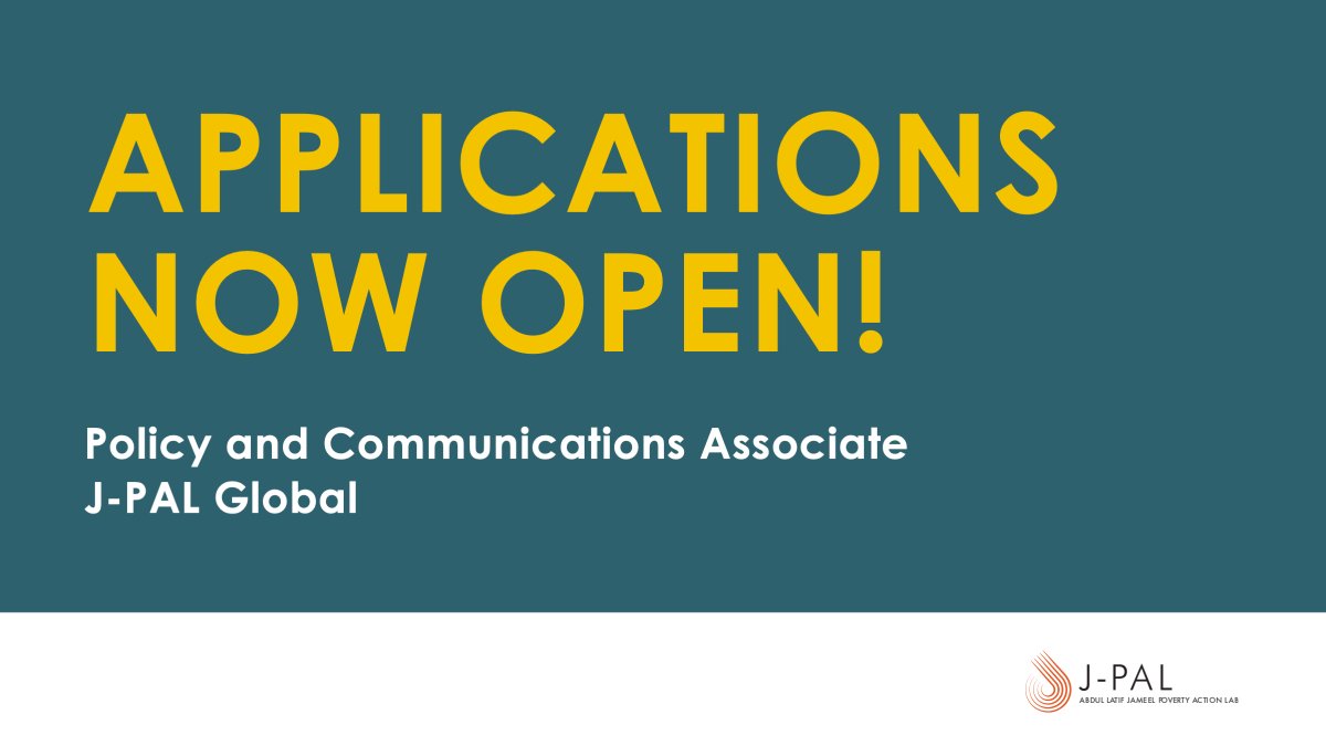 JPAL's tweet photo. 3 days left!
Love tweeting about #RCT research? We're #hiring a skilled communicator to join our policy &amp; communications teams and lead content creation, manage our socmed presence, and support #communications strategy across our offices
🗓Apply by Jan 30:
https://t.co/FZHxrfjnMx https://t.co/K9tRusdAbz