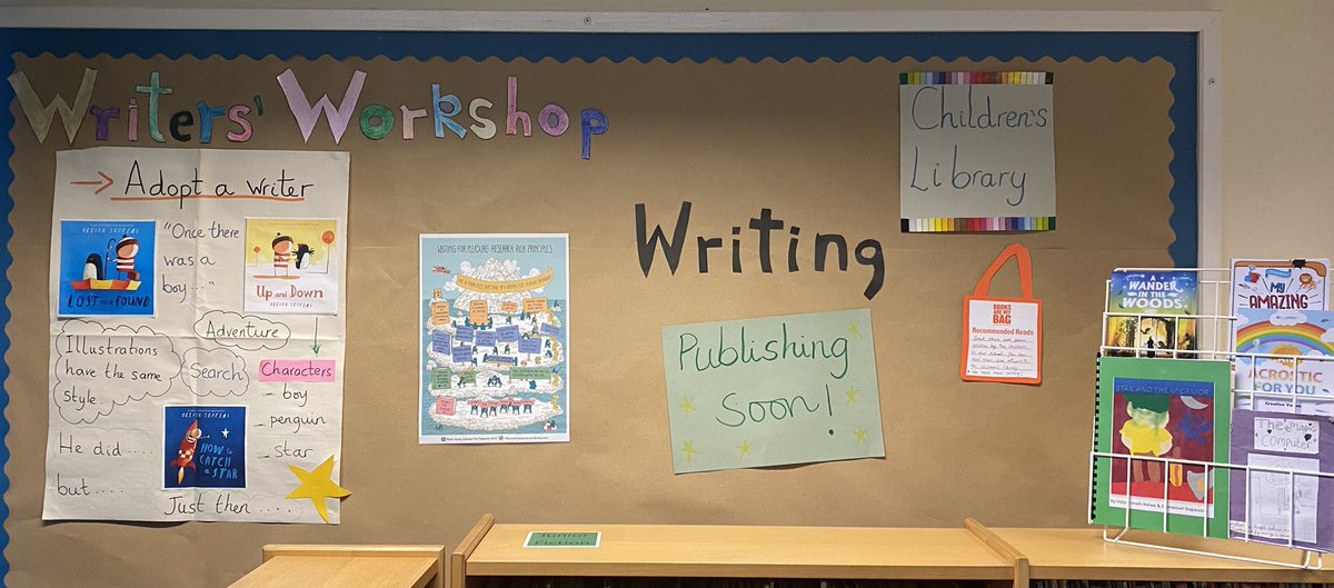 Marcelavb3's tweet photo. Our library is ready to receive more pieces of writing from our children. The whole school is starting their Writing for Pleasure class projects this half-term. 🤩 @WritingRocks_17 https://t.co/v9KPVZp7wx
