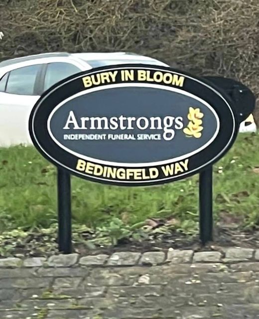 We are delighted to be supported by Armstrongs  at the roundabout near their new location opposite Sainsburys on Bedingfield Way!