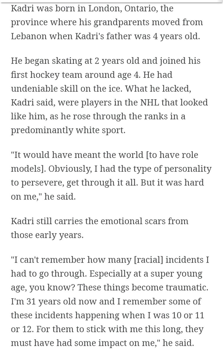 runwriteAarif's tweet photo. People often mistake my respect for Nazem Kadri as "biased" or me being "a fanboy" ... when really it's this, right here, that makes Kadri's story prominent for me. 

It's hard to understand. But his upbringing and the level he's reached is unimaginable for someone like me. https://t.co/YSJweuVqwJ