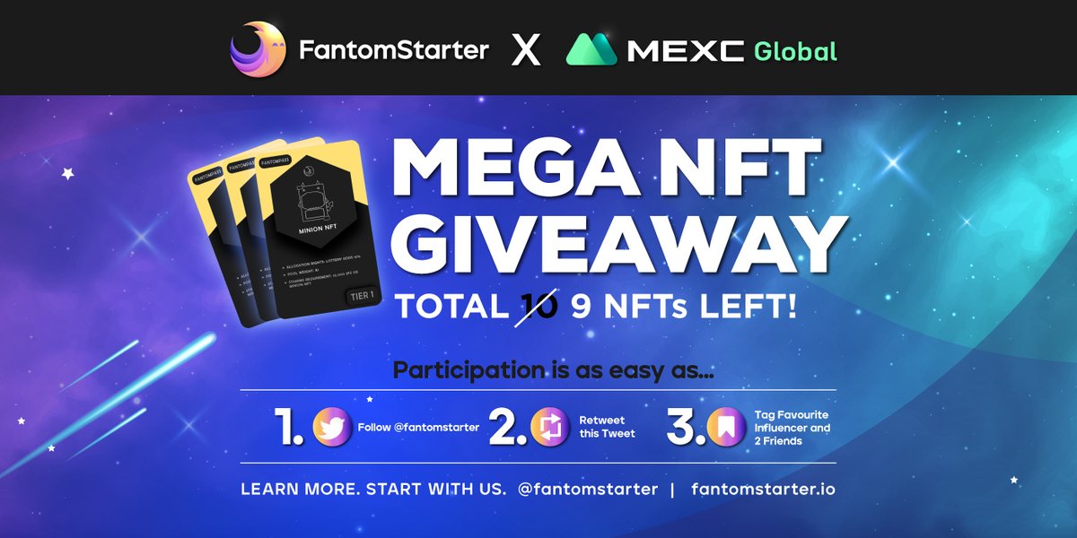 fstarter_xyz's tweet photo. 🔥FantomStarter x MEXC Mega Giveaway continues 🔥
 
The 🤩MX DeFi session is over. 🚜but $FS is just getting started with 9 Minion FS Keys left to give.
 
1st winner is @Akisik 🥳who will winner #2?

24 hrs to  📣Retweet  💸Tag your favourite influencer + 2 friends. Let's go!!! https://t.co/z3BM4ZoBup