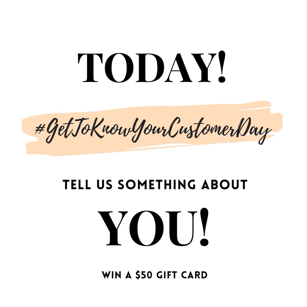 t’s National Get To Know Your Customer Day! Our customers are our reality, and we want to celebrate our loyal customers! We are giving you a chance to win a $50 Gift Card for your feedback.✨ bit.ly/3FM90kh
#GetToKnowYourCustomersDay