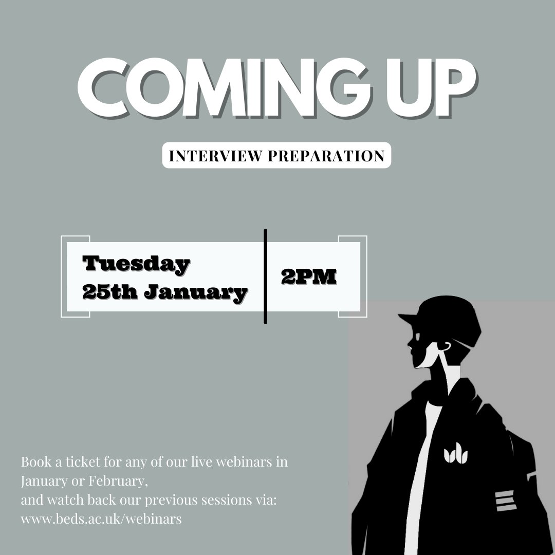 BedsBiz's tweet photo. SAVE THE DATE! Our next webinar will cover anything and everything about preparing for your university interview!
Our team will be happy to help you - don't forget to register here: https://t.co/Nx7cf7n7tq
#UniofBeds #UBBS #webinars #UCAS #applying #interviewprep #interviews https://t.co/AYEU8mjPH6