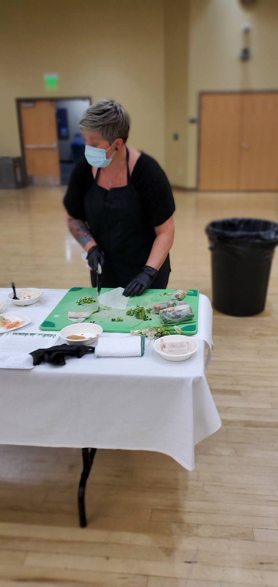 WeberDining's tweet photo. Our Executive chef, Juston Williams, participating in teaching a cooking class for Student Affairs event yesterday. They learned how to make summer rolls and lumpias. 
#cookingclass
#weberstateuniversity #weberstate 
#studentaffairs https://t.co/maXcgPiEQA