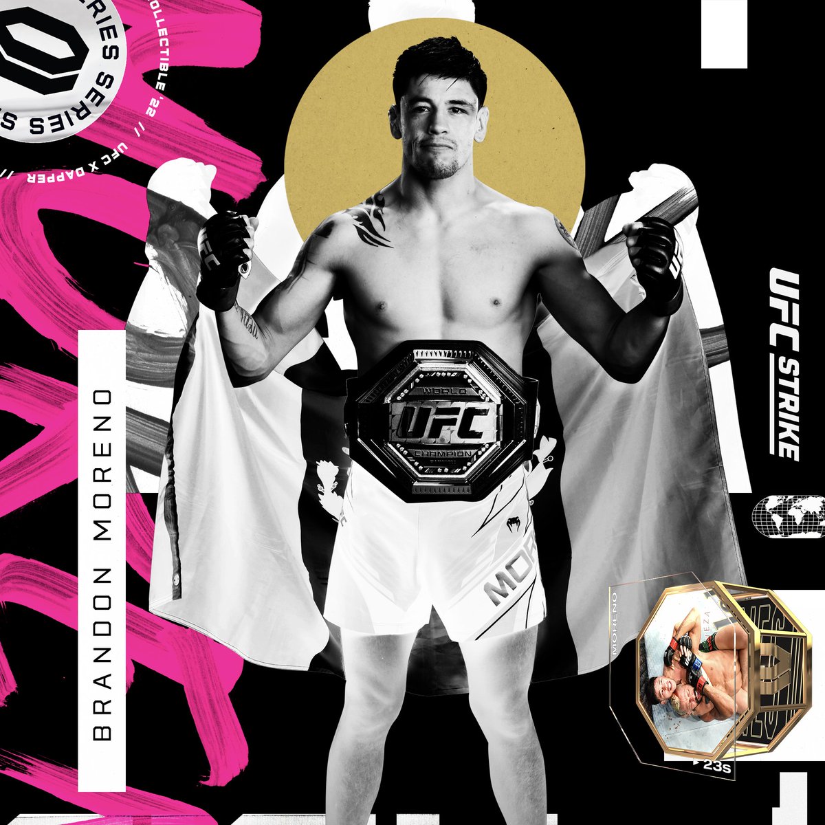 UFCStrike's tweet photo. The rarest Moments available in @UFCStrikeNFT  Packs: 🏆 Champion Tier 🏆

With unmissable gold-trim design, Champion Tier Moments all feature current or former @ufc champions.

Here’s a look at some of the Moments available in Sunday’s Pack Drop. #OwnTheGlory https://t.co/8ILSAt6jUU