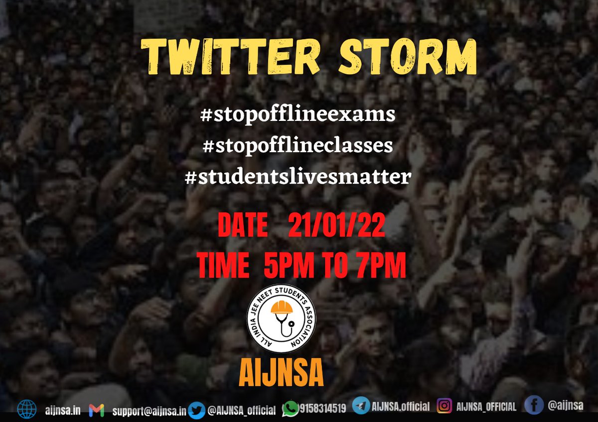 Nandkeolyair's tweet photo. Conducting exams in these insecure situations is nothing better than playing with students lives.Physical examinations will provide a facile ground for the virus to propagate.

@AIJNSA_official demands
#stopofflineexams #stopofflineclasses https://t.co/1cYGwNShTy https://t.co/M4W5FEkpm6