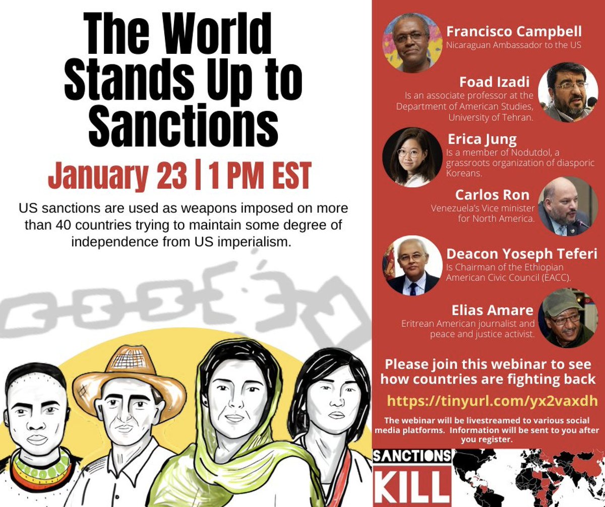 WAMMwomen's tweet photo. Check out this event coming up on Sunday, January 23rd to help end sanctions and support human needs!
https://t.co/gRyKFYIF6r
#sanctionskill #endwar #fundhumanneeds https://t.co/1BL9XnAgUA