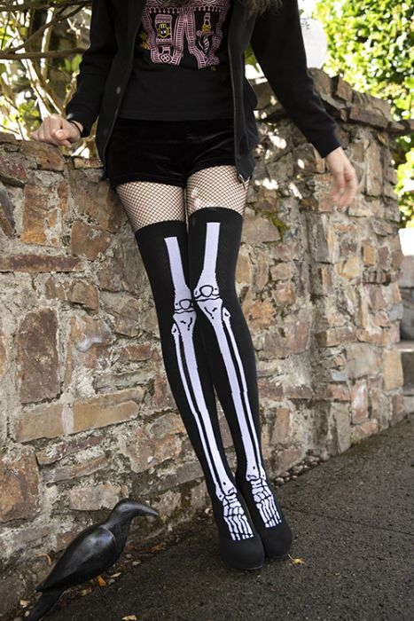 SockDreams's tweet photo. Spooky scary skeletons, all year long. 

Tube style foot, will fit most feet.
Stretch, around leg: 20" at cuff, 17" mid-sock
Length, toe to top: 26", unstretched

https://t.co/z41zDIXqVh
#bones #otksocks #longsocks #GothPhase https://t.co/qV5s6qwOHC