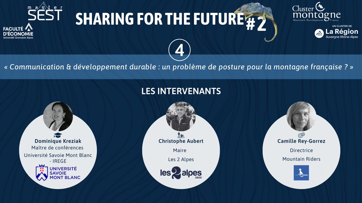 MasterSest's tweet photo. ❗️ J-1 avant notre événement
 
Le #DéveloppementDurable : un sujet qui intéresse particulièrement le #MasterSEST et le #ClusterMontagne. Voici la 4e table ronde : « #Communication &amp; #Développement #durable : un problème de posture pour la #montagne française ? » https://t.co/DQLHerEqB4