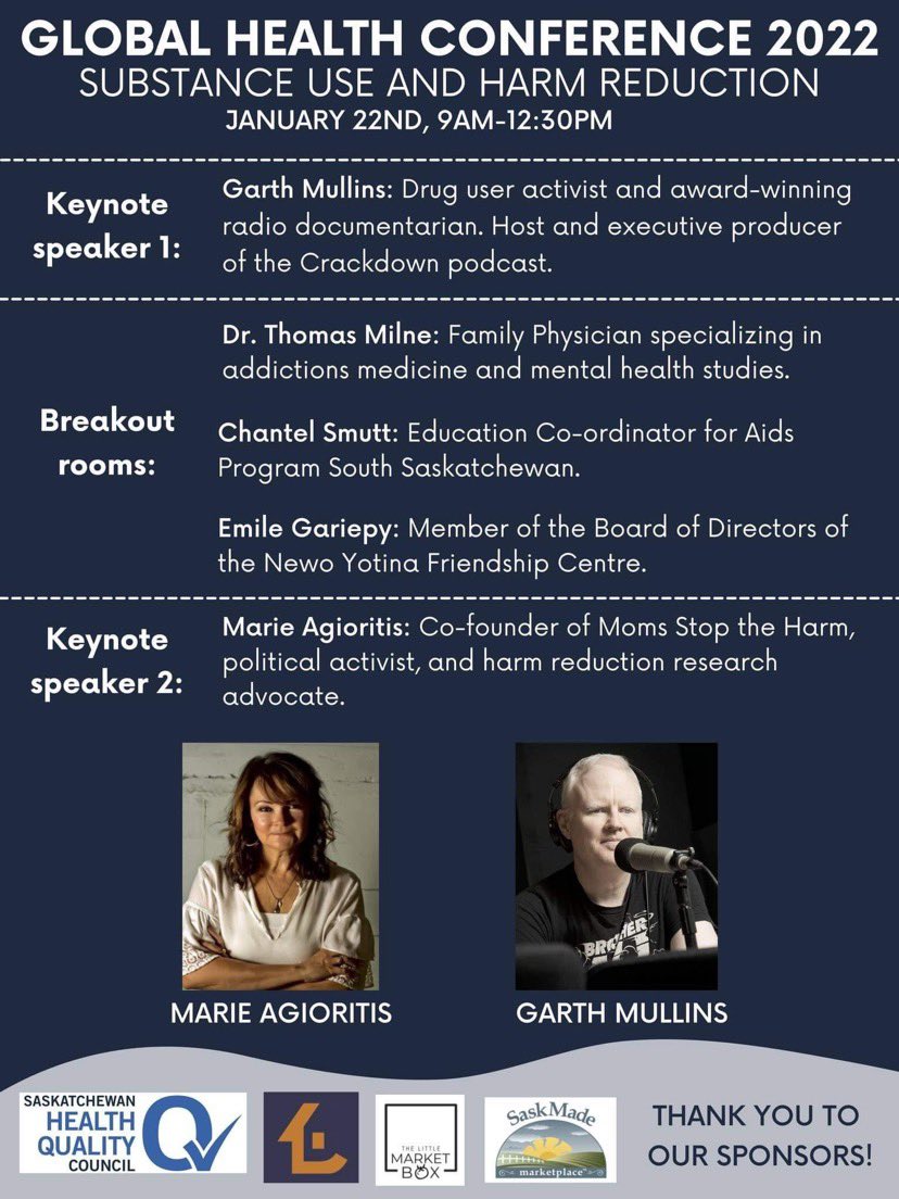 Week 2 of the Global Health Conference is this Saturday (Jan 22)! Register here: eventbrite.ca/e/global-healt… <a href="/momsstoptheharm/">momsstoptheharm</a> <a href="/MagioritisMarie/">Marie Agioritis Moms Stop the Harm Sask</a>  <a href="/garthmullins/">Garth Mullins</a>
