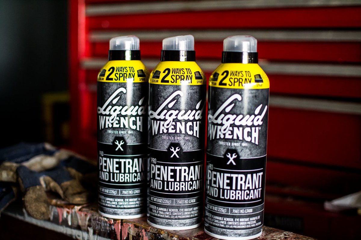 LIQUID WRENCH Pro Penetrant and Lubricant has a twist cap with 2 WAYS TO SPRAY – no straw needed (EVER!). It gets the job done whether you need a narrow pinpoint spray for a nut or bolt – or a wide fan spray for more coverage for larger metal parts or equipment.