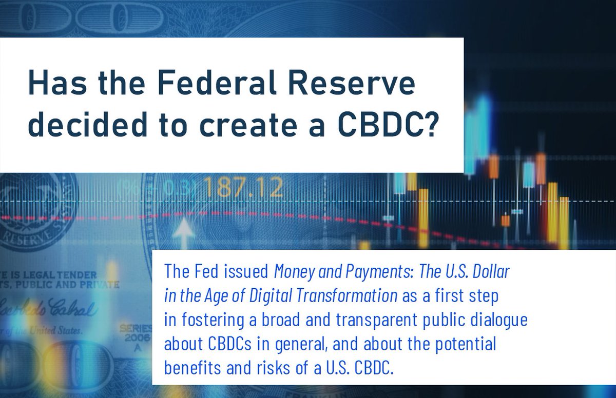 federalreserve's tweet photo. Has the Federal Reserve decided to create a CBDC? The Federal Reserve issued discussion paper as first step in fostering broad, transparent public dialogue on CBDCs, potential benefits/risks of U.S. CBDC. 
For more:
https://t.co/kCxBS5OyHO 
https://t.co/NS1GVX1Fqp https://t.co/qdcMxTw217
