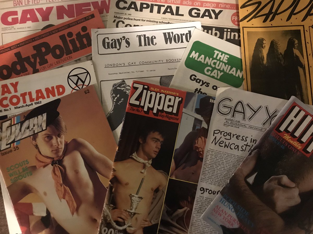 Lovely folk! A favour to ask as part of my work <a href="/BishopsgateInst/">Bishopsgate Institute</a>! As an LGBTQ+ person in 1982, what journals, mags &amp; newspapers would you be perusing? Any missing from the below? 😊😊