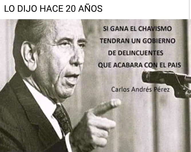#20Ene #Venezuela #SinLuz 
<a href="/josetsu78/">Jose Silva</a>: "El ex-Presidente Carlos Andrés Pérez lo tenía todo claro! Pero el chiripero le hizo la guerra por pactar con el diablo e indultó al demonio que acabó con el país
La Corte Penal Internacional
#SinLuz".